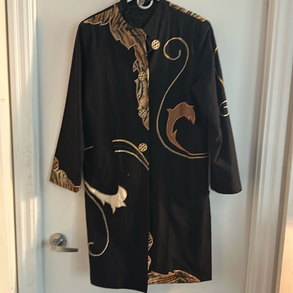 Vintage indigo moon, embroidered jacket size small but fits large